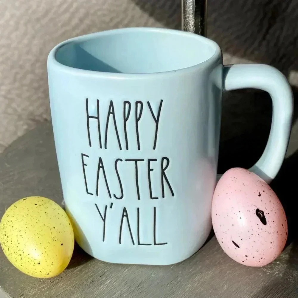 NEW - HAPPY EASTER Y’ALL - Beautiful Rae Dunn BLUE Coffee Mug/Cup